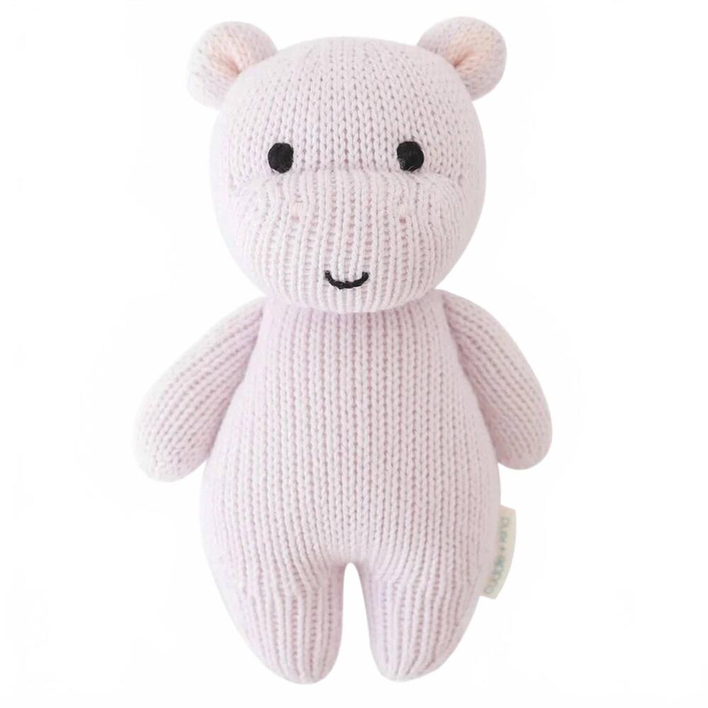NEW CUDDLE + KIND kids hand knit baby hippo stuffed toy in lavender